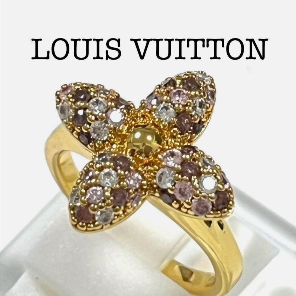 Louis Vuitton Gold Louisa Pointy Ring Size US 7 with dust bag and gift box.